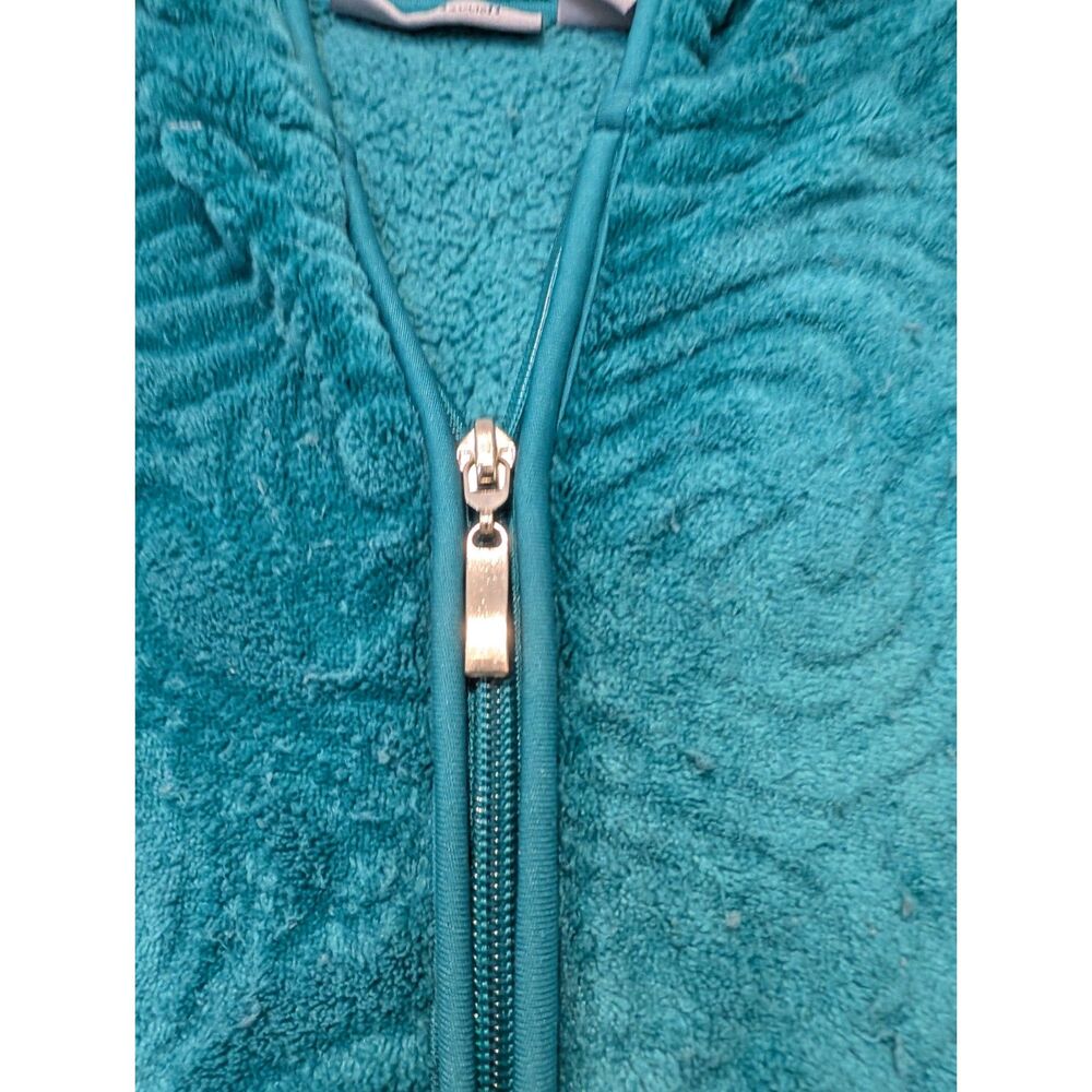 Jason Maxwell Women's Teal Full Zipper Hoodie Jacquard Fleece Medium - Picture 3 of 6